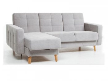 Диван угловой Скандинавия Лайт левый, велюр Палермо смок (светло-серый) (Аврора) в Кировграде - kirovgrad.mebel-e96.ru