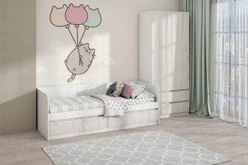 Кровать Соната 900 белый/крафт белый (Зарон) в Кировграде - kirovgrad.mebel-e96.ru