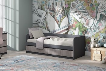 Кровать Соната 900 графит/крафт серый (Зарон) в Кировграде - kirovgrad.mebel-e96.ru
