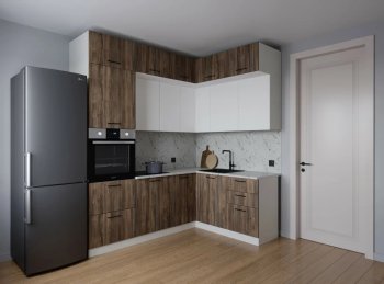 Кухонный гарнитур угловой Старое дерево МДФ 2200*1700 мм (Санвут) в Кировграде - kirovgrad.mebel-e96.ru