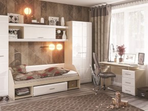 Стол компьютерный Симба Дуб белфорт-Белый глянец (СтендМ) в Кировграде - kirovgrad.mebel-e96.ru