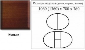 Стол овальный раздвижной Романс (Коньяк) в Кировграде - kirovgrad.mebel-e96.ru