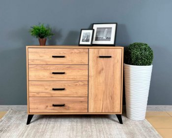 Комод-Тумба (1дв,4ящ) SVETLANA LOFT, дуб золотой (Генезис) в Кировграде - kirovgrad.mebel-e96.ru