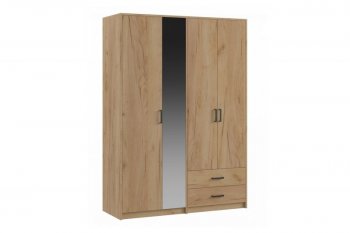 Шкаф 1500 мм  4-х ств. с зеркалом 2 ящ. SVETLANA LOFT, дуб золотой (Генезис) в Кировграде - kirovgrad.mebel-e96.ru