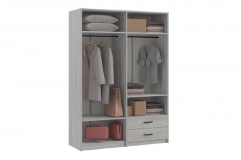 Шкаф 1500 мм  4-х ств. с зеркалом 2 ящ. SVETLANA LOFT, сосна белая (Генезис) в Кировграде - kirovgrad.mebel-e96.ru