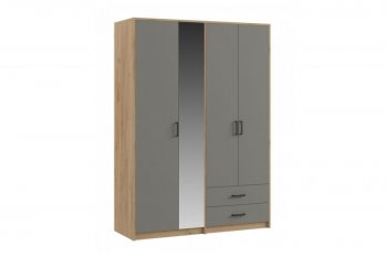 Шкаф 1500 мм  4-х ств. с зеркалом 2 ящ. SVETLANA LOFT, Дуб золотой/Серый (Генезис) в Кировграде - kirovgrad.mebel-e96.ru