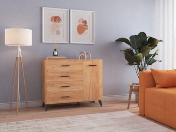 Комод-Тумба (1дв,4ящ) SVETLANA LOFT, дуб золотой (Генезис) в Кировграде - kirovgrad.mebel-e96.ru