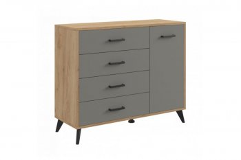 Комод-Тумба (1дв,4ящ) SVETLANA LOFT, дуб золотой/серый (Генезис) в Кировграде - kirovgrad.mebel-e96.ru