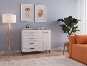 Комод-Тумба (1дв,4ящ) SVETLANA LOFT, сосна белая (Генезис) в Кировграде - kirovgrad.mebel-e96.ru