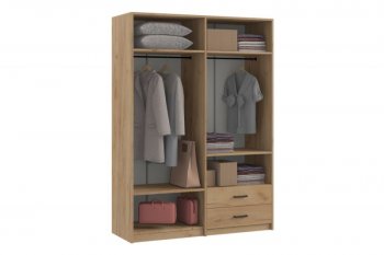 Шкаф 1500 мм  4-х ств. с зеркалом 2 ящ. SVETLANA LOFT, дуб золотой (Генезис) в Кировграде - kirovgrad.mebel-e96.ru