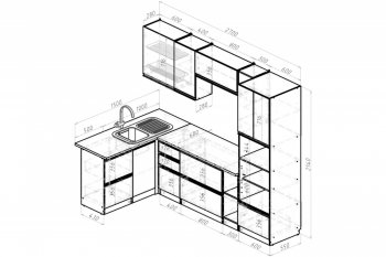 Кухонный гарнитур Сюита мега прайм 1500*2700 мм (Герда) в Кировграде - kirovgrad.mebel-e96.ru