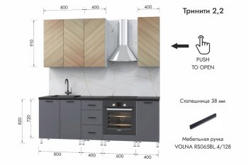 Кухонный гарнитур 2200 мм Тринити (МЛК) в Кировграде - kirovgrad.mebel-e96.ru