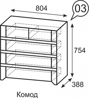 Комод №3 Твист (ИжМ) в Кировграде - kirovgrad.mebel-e96.ru