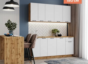 КУхонный гарнитур Валерия 1800 мм вотан/белый (Сурская) в Кировграде - kirovgrad.mebel-e96.ru