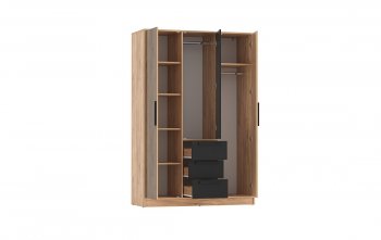 Шкаф 1300 мм 83.08 Вегас (3-х дв.) черный (Олмеко) в Кировграде - kirovgrad.mebel-e96.ru