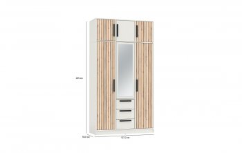 Шкаф 1300 мм 83.08 Вегас (3-х дв.) с зерк. и антресолью белый (Олмеко) в Кировграде - kirovgrad.mebel-e96.ru
