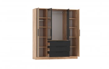 Шкаф 1700 мм 83.07 Вегас (4-х дв.) черный (Олмеко) в Кировграде - kirovgrad.mebel-e96.ru