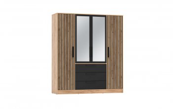 Шкаф 1700 мм 83.07 Вегас (4-х дв.) черный (Олмеко) в Кировграде - kirovgrad.mebel-e96.ru