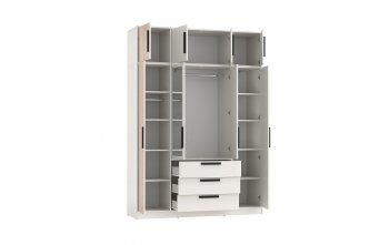Шкаф 1700 мм 83.07 Вегас (4-х дв.) с зерк. и антресолью белый (Олмеко) в Кировграде - kirovgrad.mebel-e96.ru
