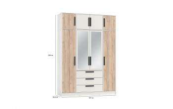 Шкаф 1700 мм 83.07 Вегас (4-х дв.) с зерк. и антресолью белый (Олмеко) в Кировграде - kirovgrad.mebel-e96.ru