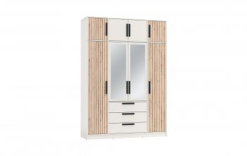 Шкаф 1700 мм 83.07 Вегас (4-х дв.) с зерк. и антресолью белый (Олмеко) в Кировграде - kirovgrad.mebel-e96.ru