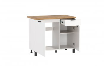 Шкаф нижний Венера (1000) ЛДСП белый (Олмеко) в Кировграде - kirovgrad.mebel-e96.ru